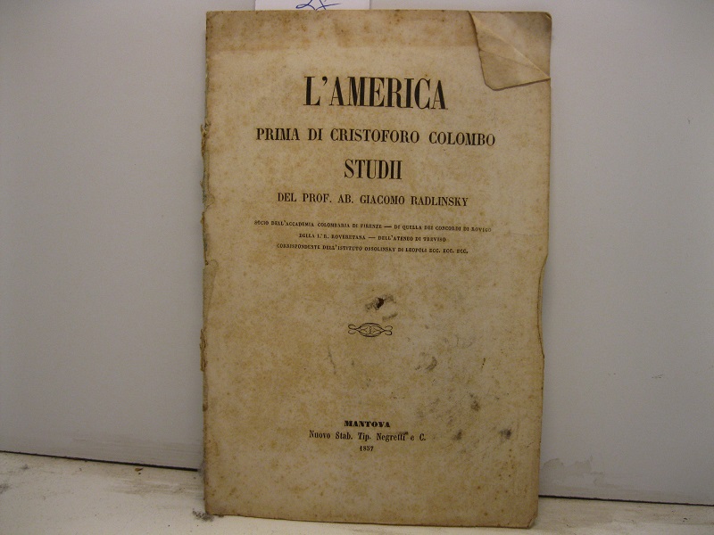 L'America prima di Cristoforo Colombo. Studii
